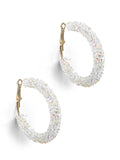 White Crystal hoop Earrings