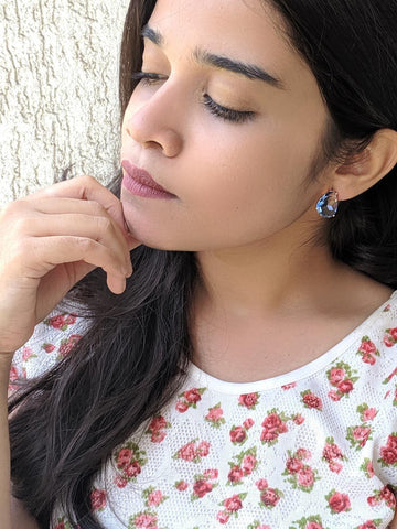 Signature Blue Stud Drop Earrings