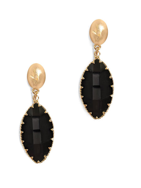 Black Oval cut Earring
