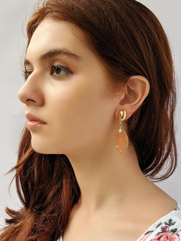 Peach Oval cut Earring