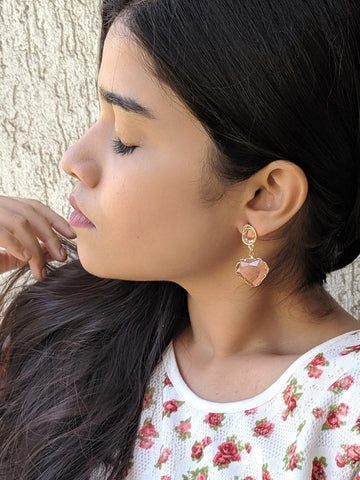 Hold Tight Peach Drop Earrings