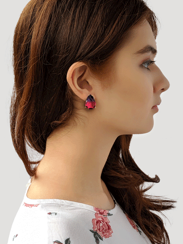 Aurora Borealis Blue PinkDrop Stud Earrings