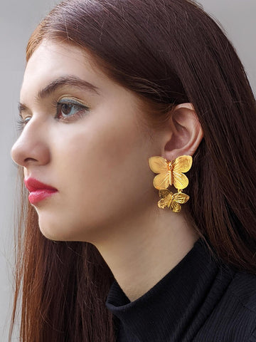 Gold Butterfly Earrings