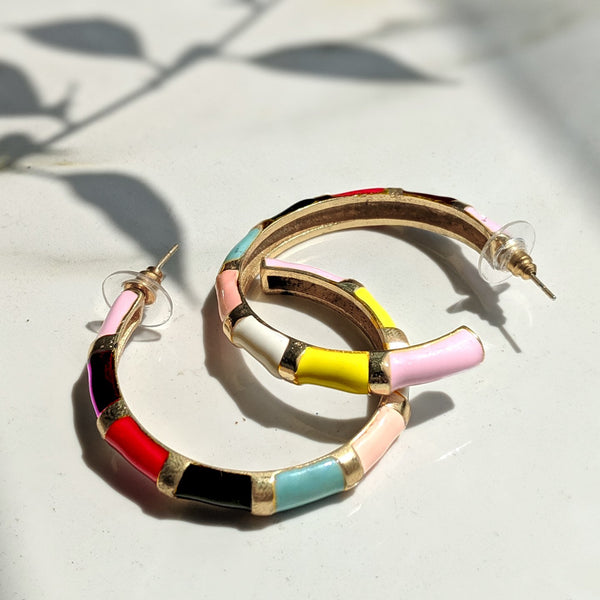 Shellac Multi Color Hoop Earring