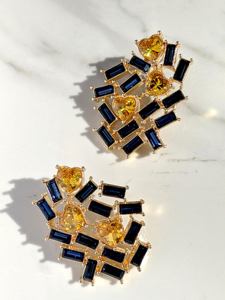 Forever Heart Earring(Blue -yellow)