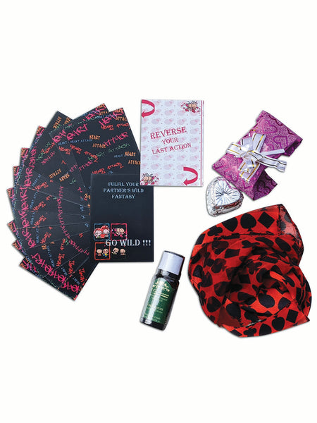 Heart Attack Love Game with a pack of 2 liquor chocolates