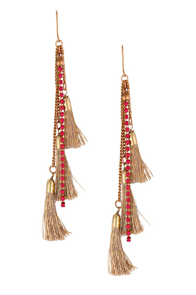 Tasseled Tales Earrings (Pink Beads)
