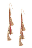 Tasseled Tales Earrings (Pink Beads)