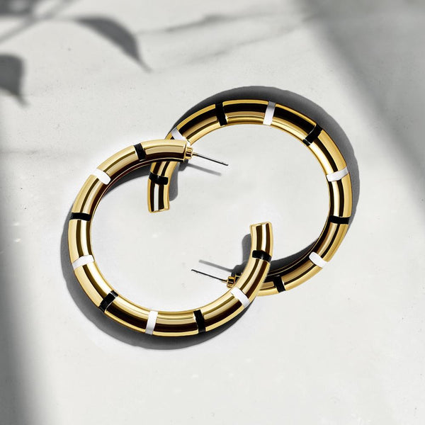 Tint Black/White Color Hoop Earring
